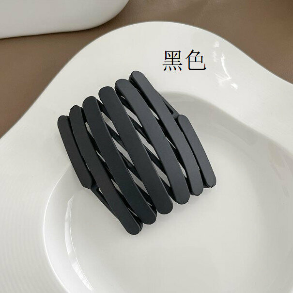 Black Portable Folding Retractable Headband Headband Sports Headband Retro Big Back Headband Oil Head Type Long Hair Iron Hairpin 