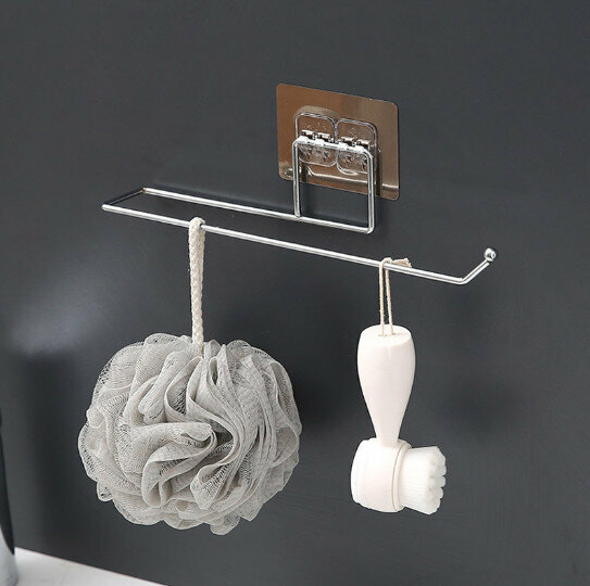 Kitchen paper towel cling film hanger|Rag hanger|Kitchen paper towel holder|Non-perforated roll paper holder|Stainless steel hanger|Toilet paper holder【SIZE:26.5X4.5CM】