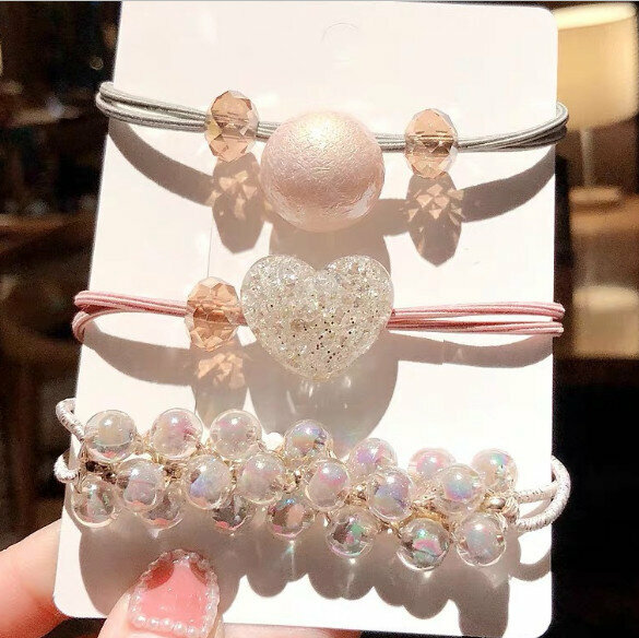 Three-piece set, headband, bracelet, dual-purpose headwear, Korean cute hair band, simple pearl hair rope, band 