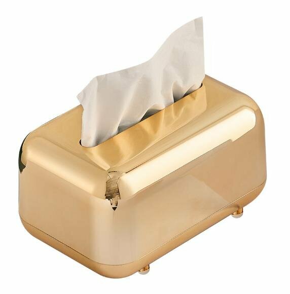 Simple electroplating magnetic tissue box |  Paper Drawer (Electroplated Gold 18*12*11cm)