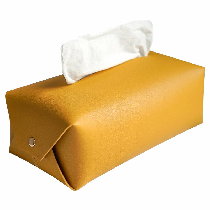 Scandinavian design imitation leather tissue box [yellow specification small] suitable for 16CM fine paper