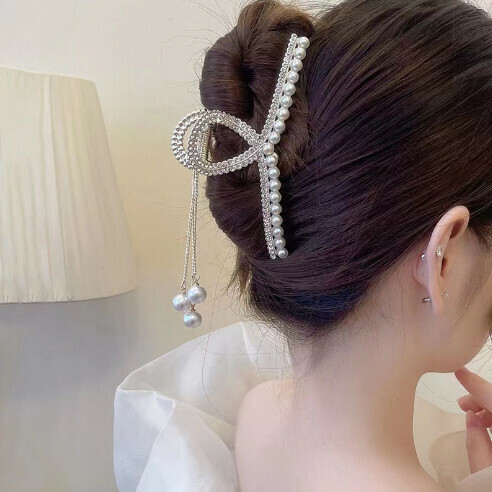 Tassel Hair Grip [K53 Cross Pearl Diamond] 