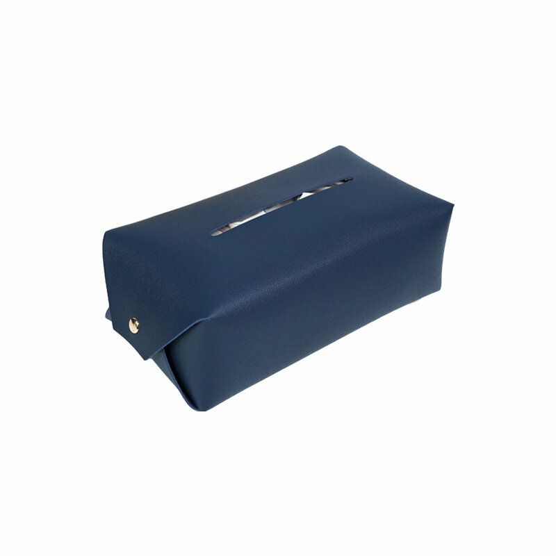 Scandinavian design imitation leather tissue box [dark blue size small] suitable for 16CM fine paper