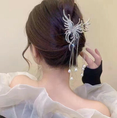 Tassel Hair Grab Clip【F11 Rhinestone Butterfly】 