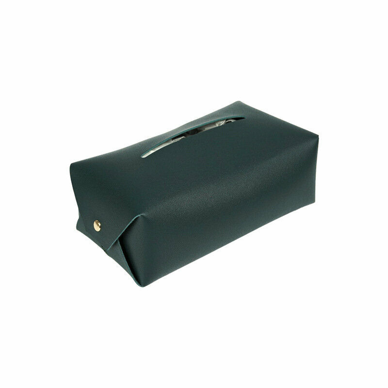 Scandinavian design imitation leather tissue box [dark green specification small] suitable for 16CM fine paper