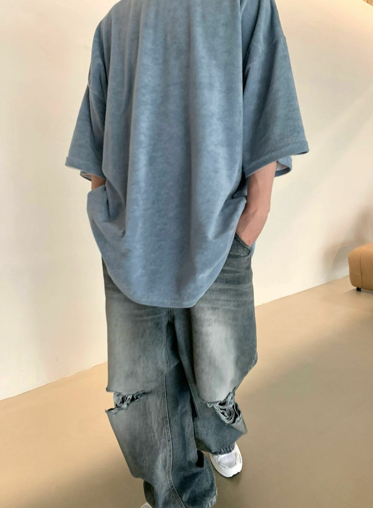 洗水破洞鬆身牛仔褲 Votus-008J