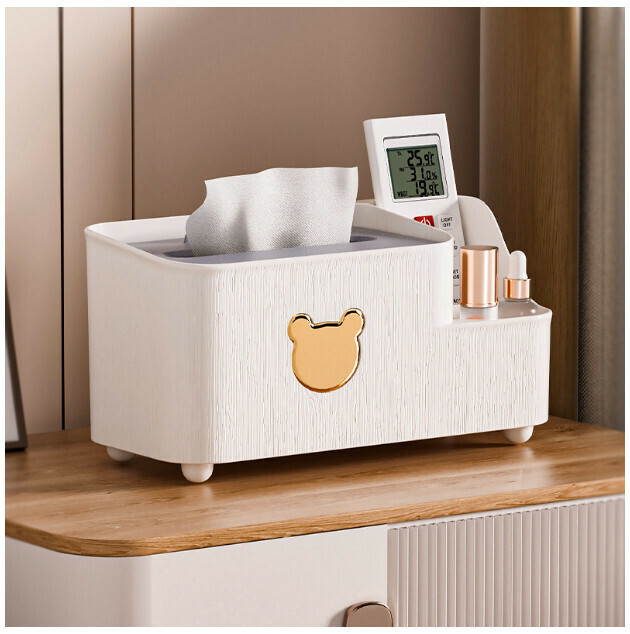 Multi-functional paper drawer storage box (small elegant white)