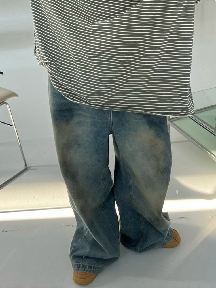 仿污鬆身牛仔褲 Votus-009J