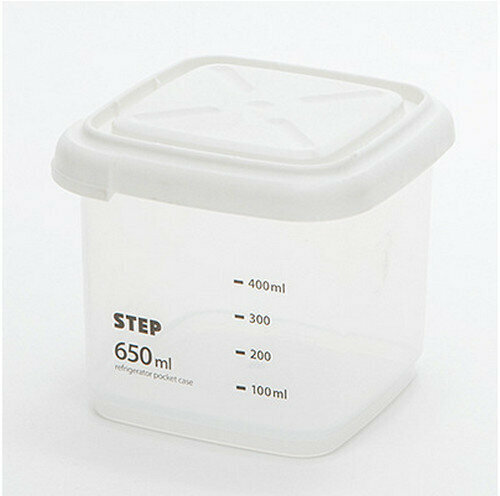 【Single】Square Graduated Soup Food Preservation Sealed Box Transparent Sealed Box Storage Storage Jar Fresh-keeping Box Snack Storage Box Sealed Jar of Whole Grains Moisture-proof Tank Tabletop Storage Jar Kitchen Supplies [SPECIFICATION 650ML]