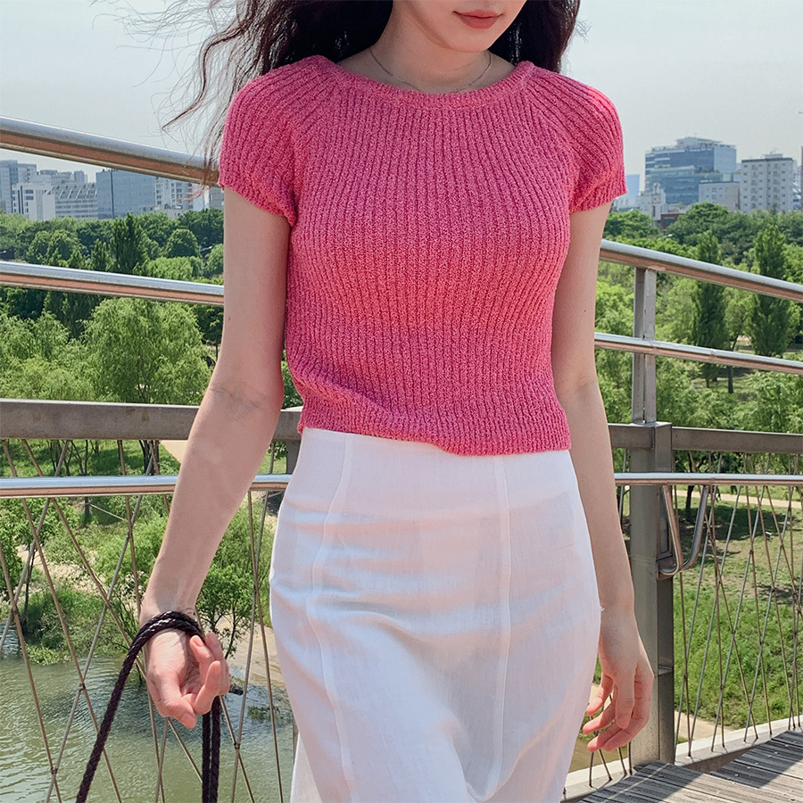 韓國Cherrykoko授權 少女魅力後背綁帶船領針織衫