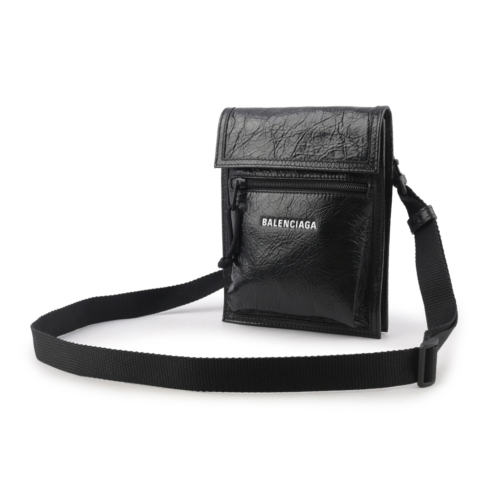 【BALENCIAGA】Explorer 小羊皮小型斜背包(黑色) 655982 1VG7X 1090