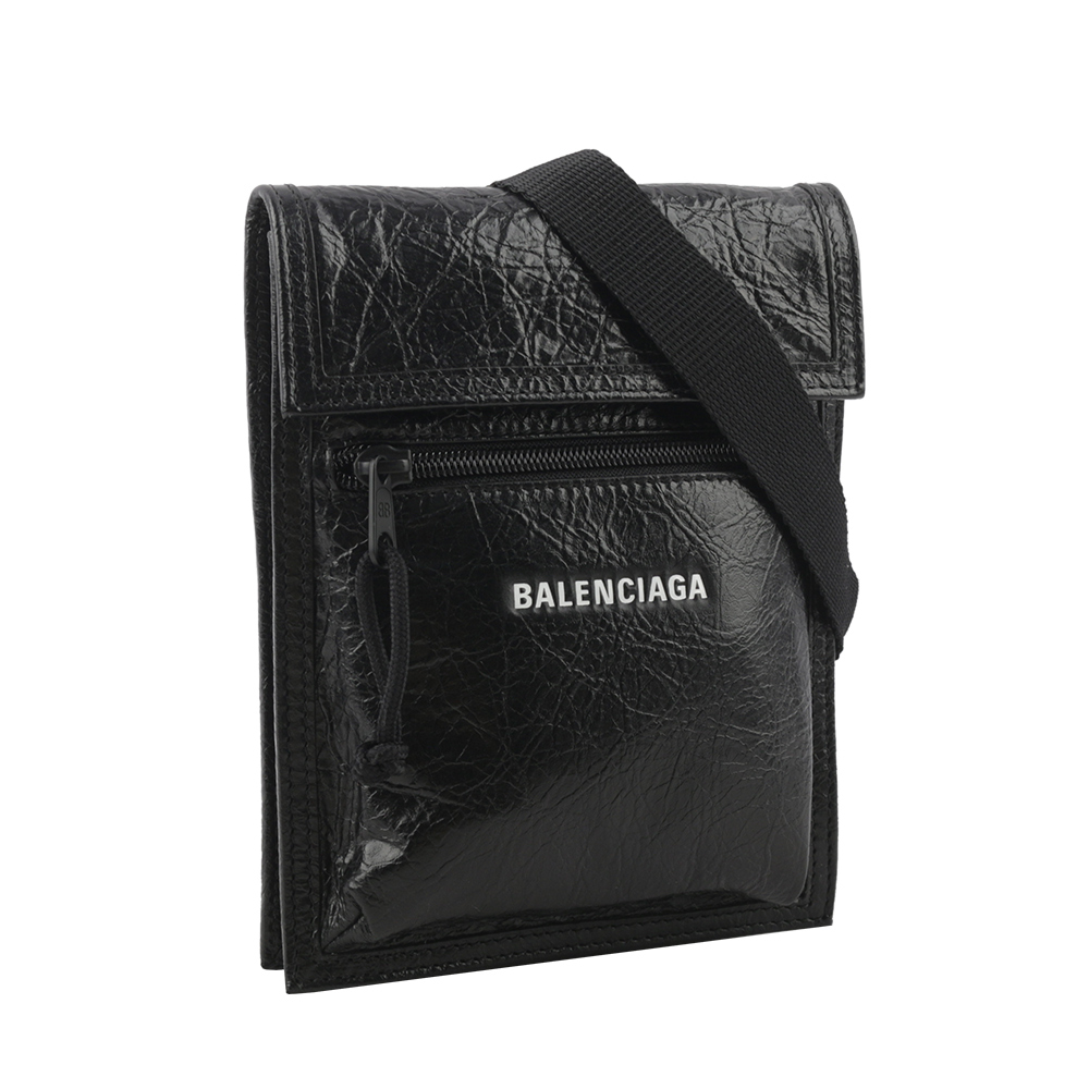 【BALENCIAGA】Explorer 小羊皮小型斜背包(黑色) 655982 1VG7X 1090