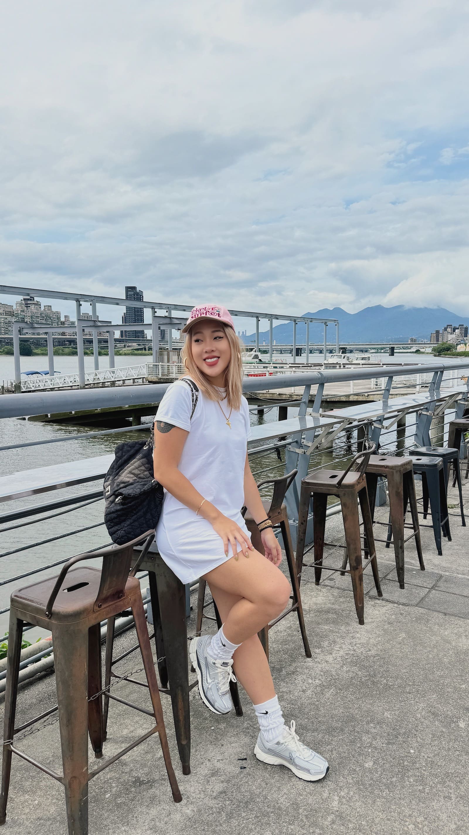 白色純棉休閒感洋裝