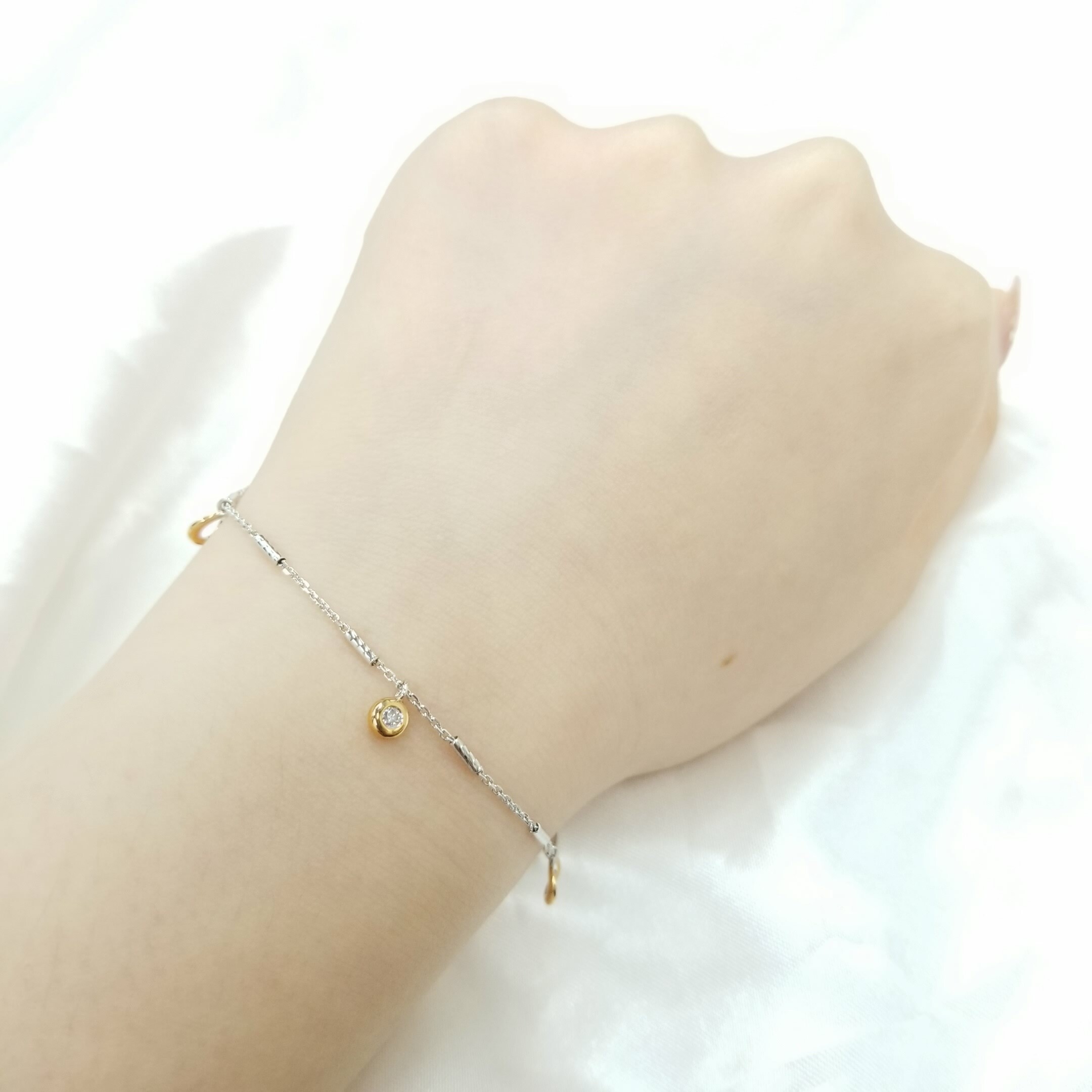 全新18K白金玫瑰金9份鑽石手鍊腳鍊