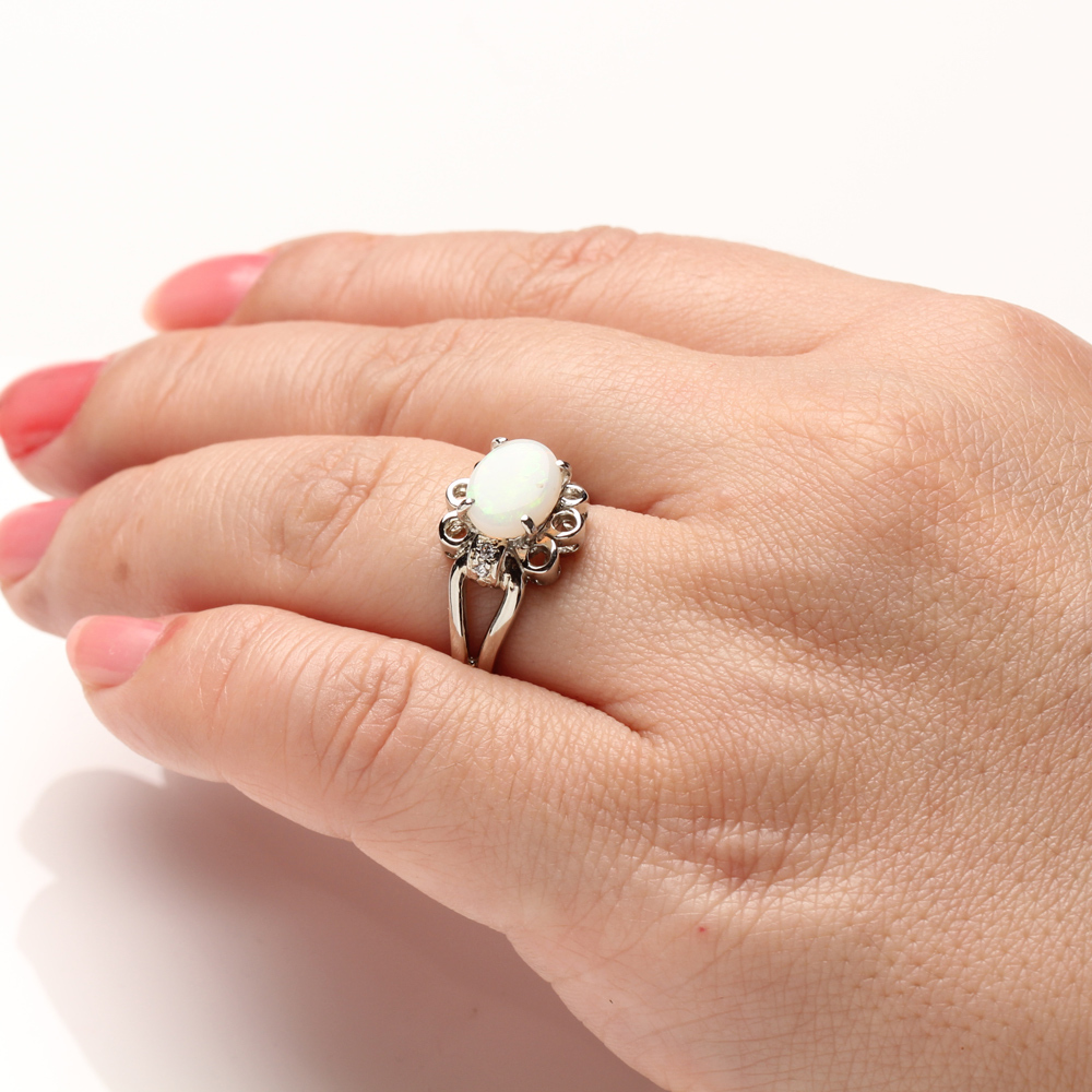 天然蛋白石戒指-7*9mm-活圍設計-925銀飾