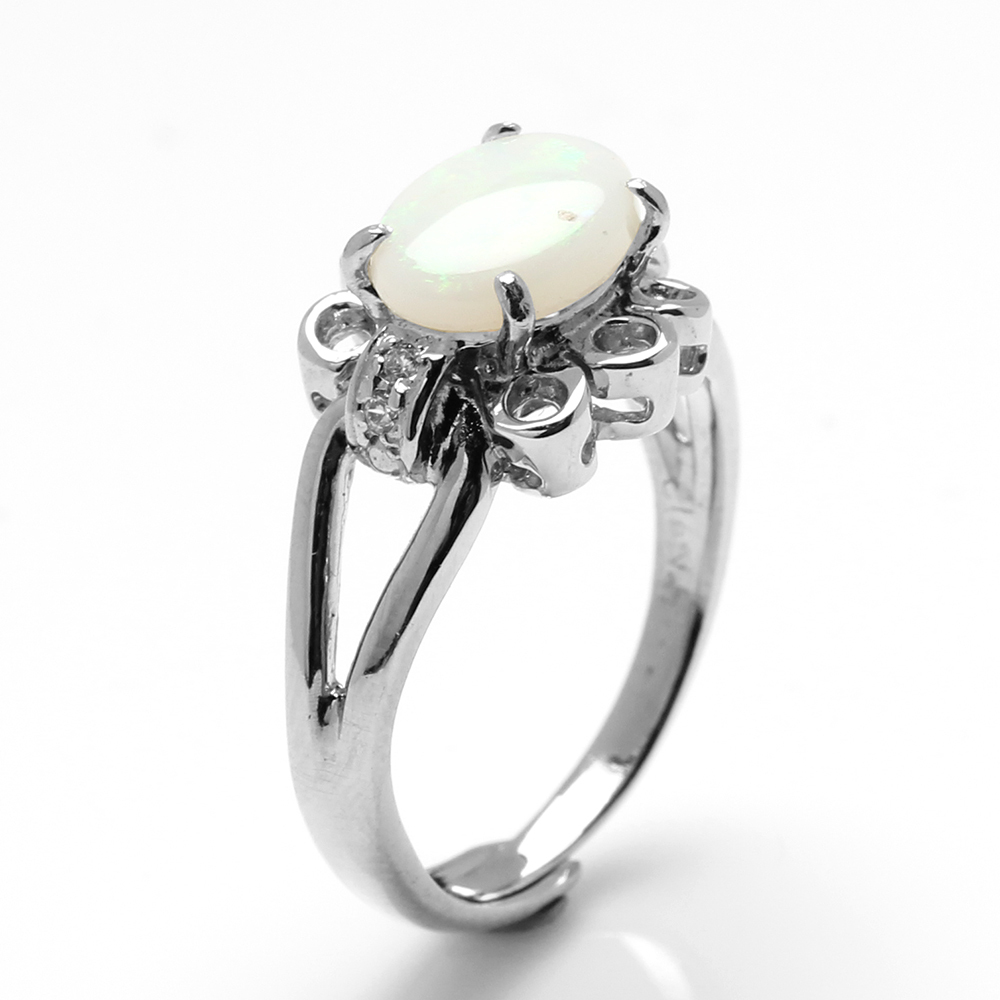 天然蛋白石戒指-7*9mm-活圍設計-925銀飾