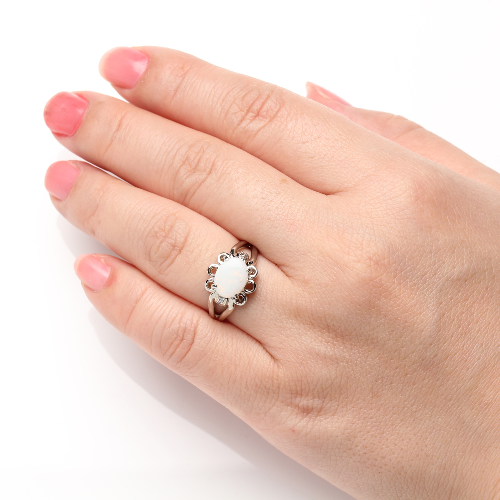 天然蛋白石戒指-7*9mm-活圍設計-925銀飾