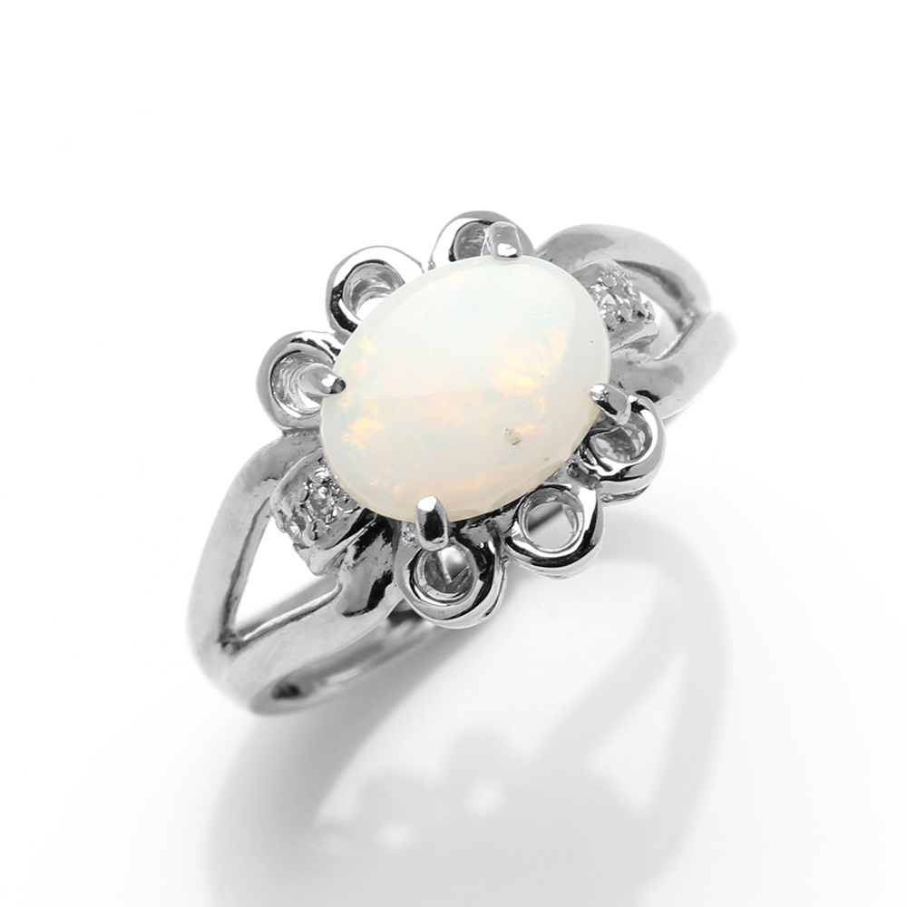 天然蛋白石戒指-7*9mm-活圍設計-925銀飾