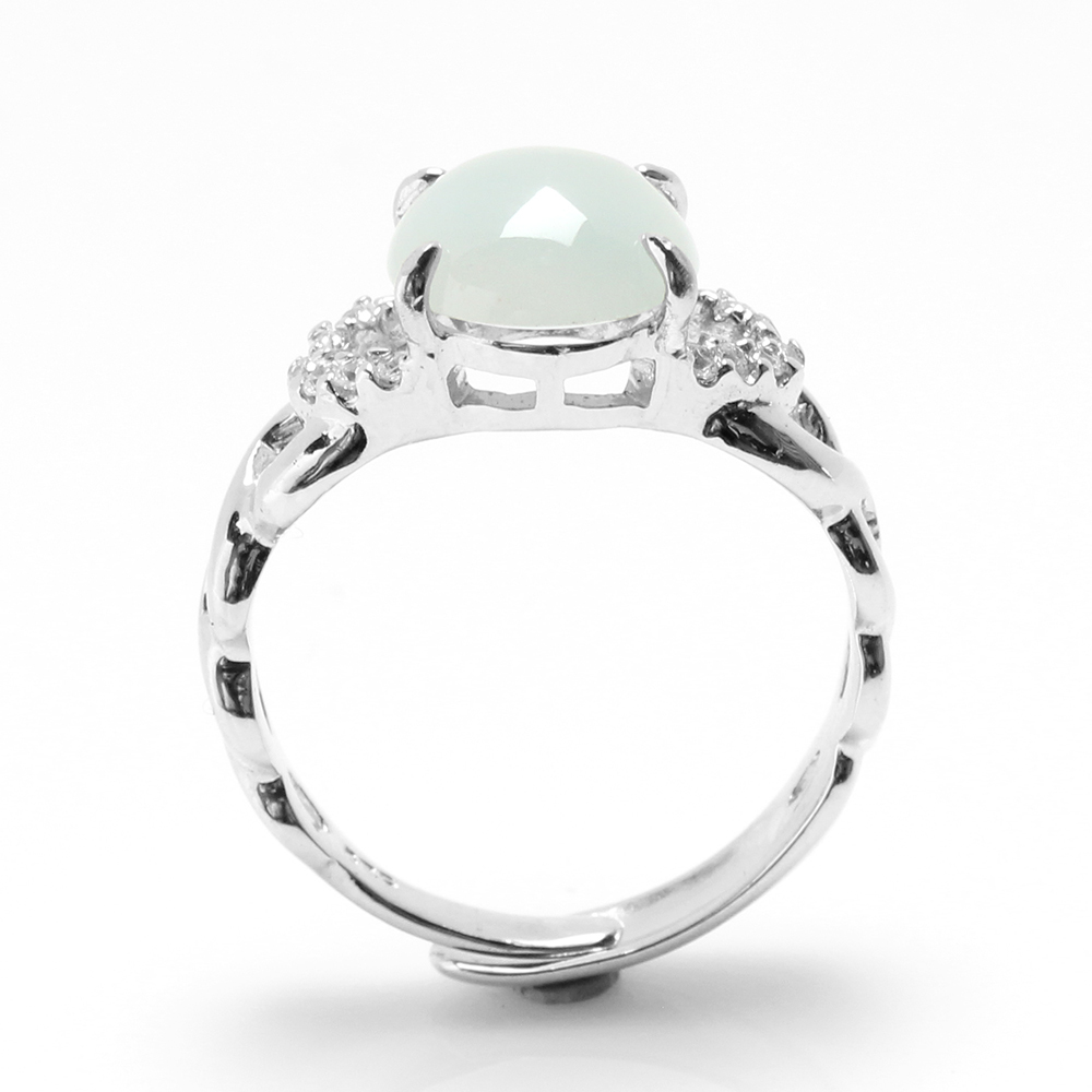 天然翡翠戒指-8*10mm-活圍設計-925銀飾