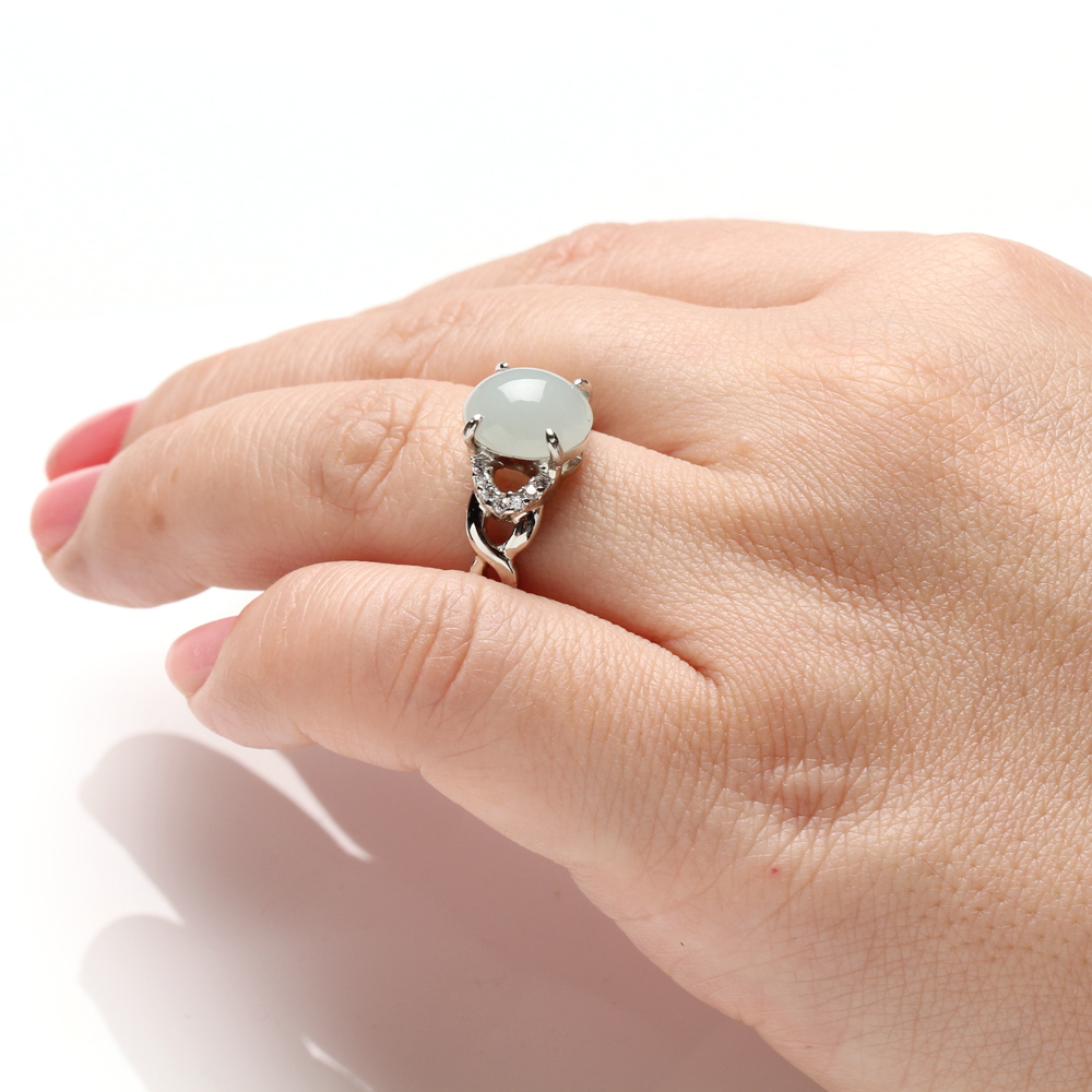 天然翡翠戒指-8*10mm-活圍設計-925銀飾