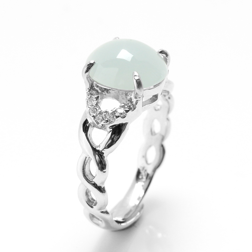 天然翡翠戒指-8*10mm-活圍設計-925銀飾