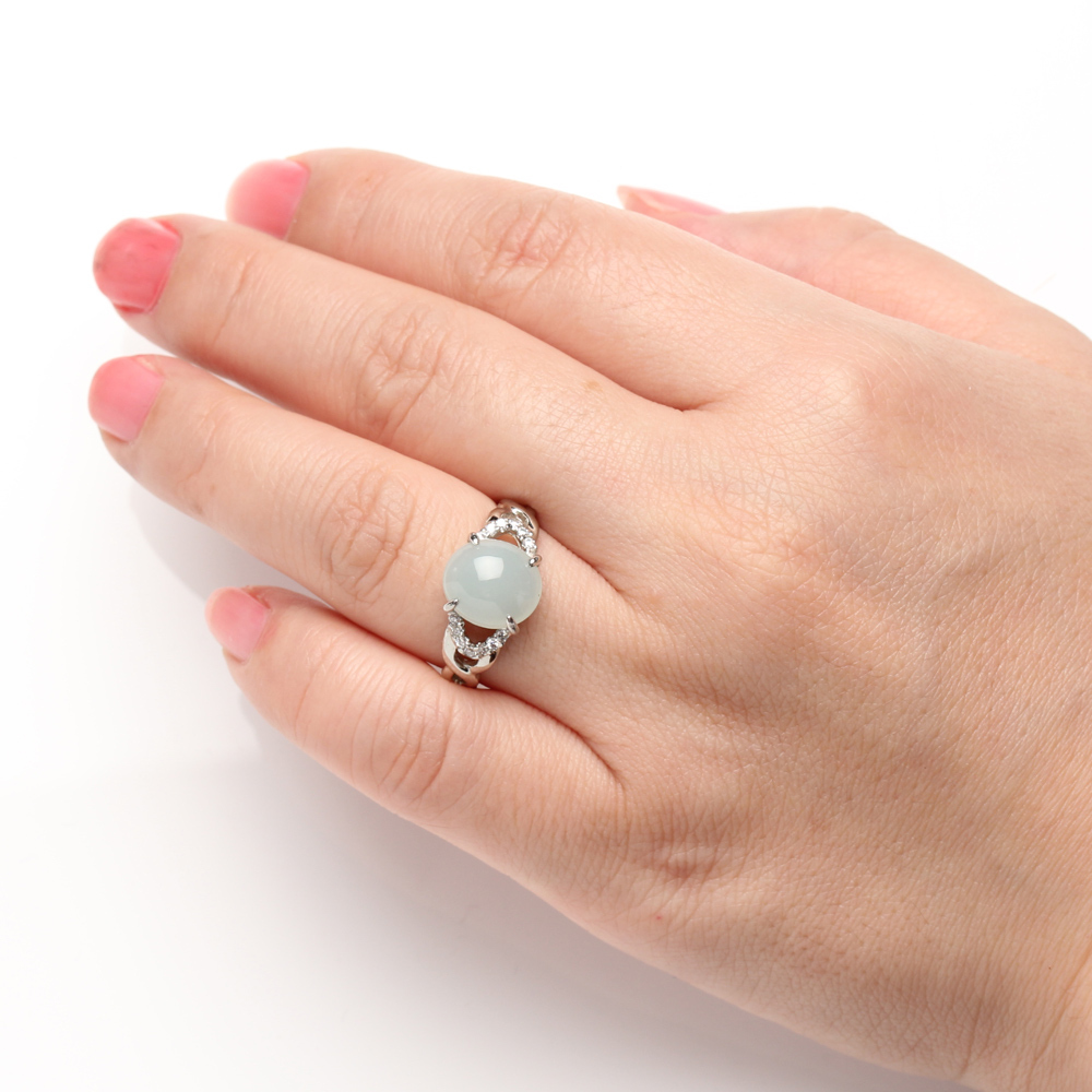 天然翡翠戒指-8*10mm-活圍設計-925銀飾