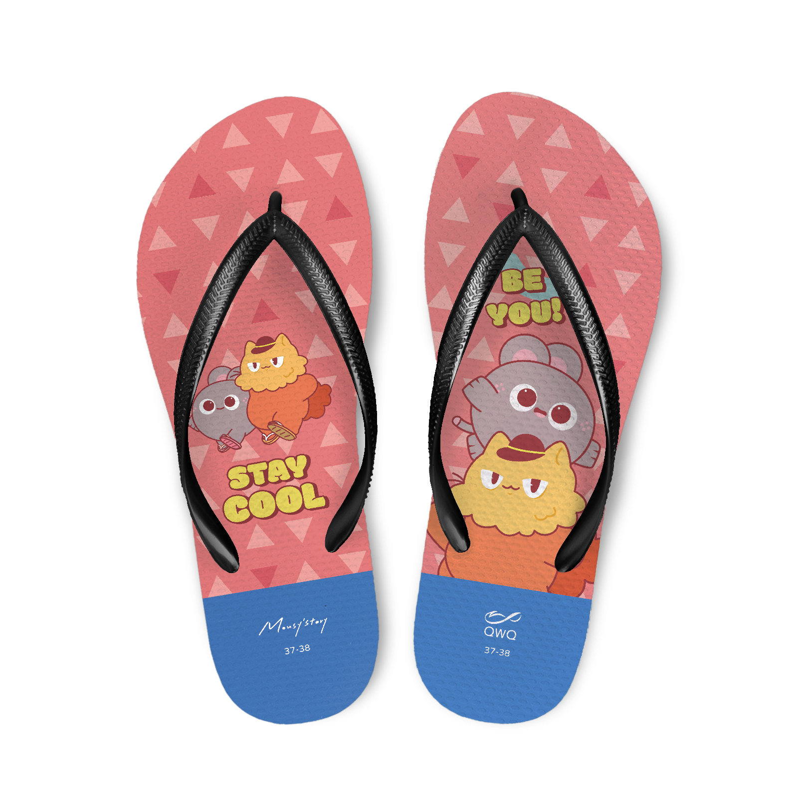 小鼠手札 Be You 女款細帶人字夾腳拖鞋 曜石黑