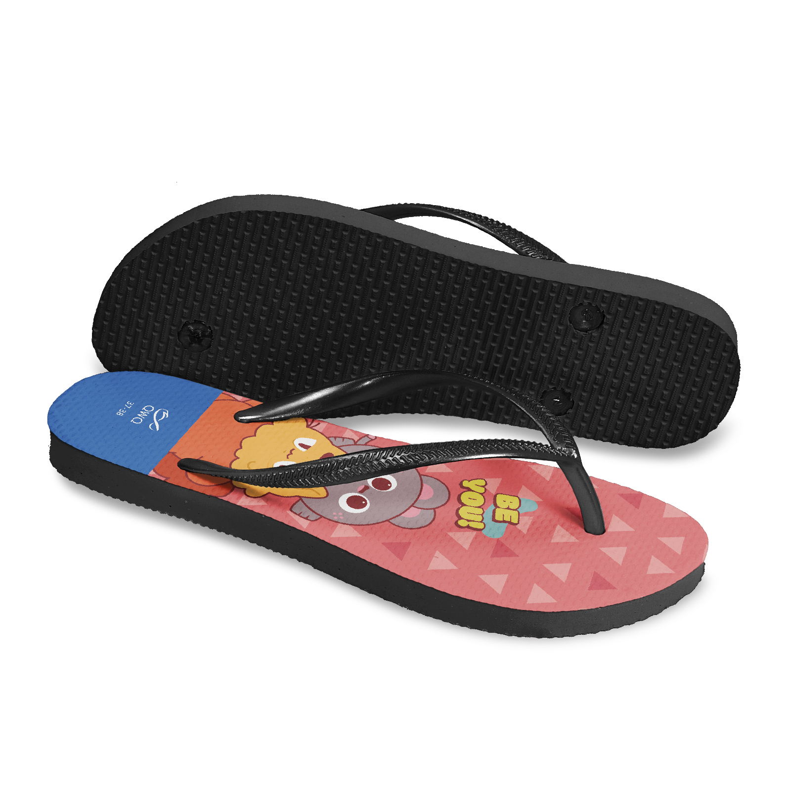 小鼠手札 Be You 女款細帶人字夾腳拖鞋 曜石黑