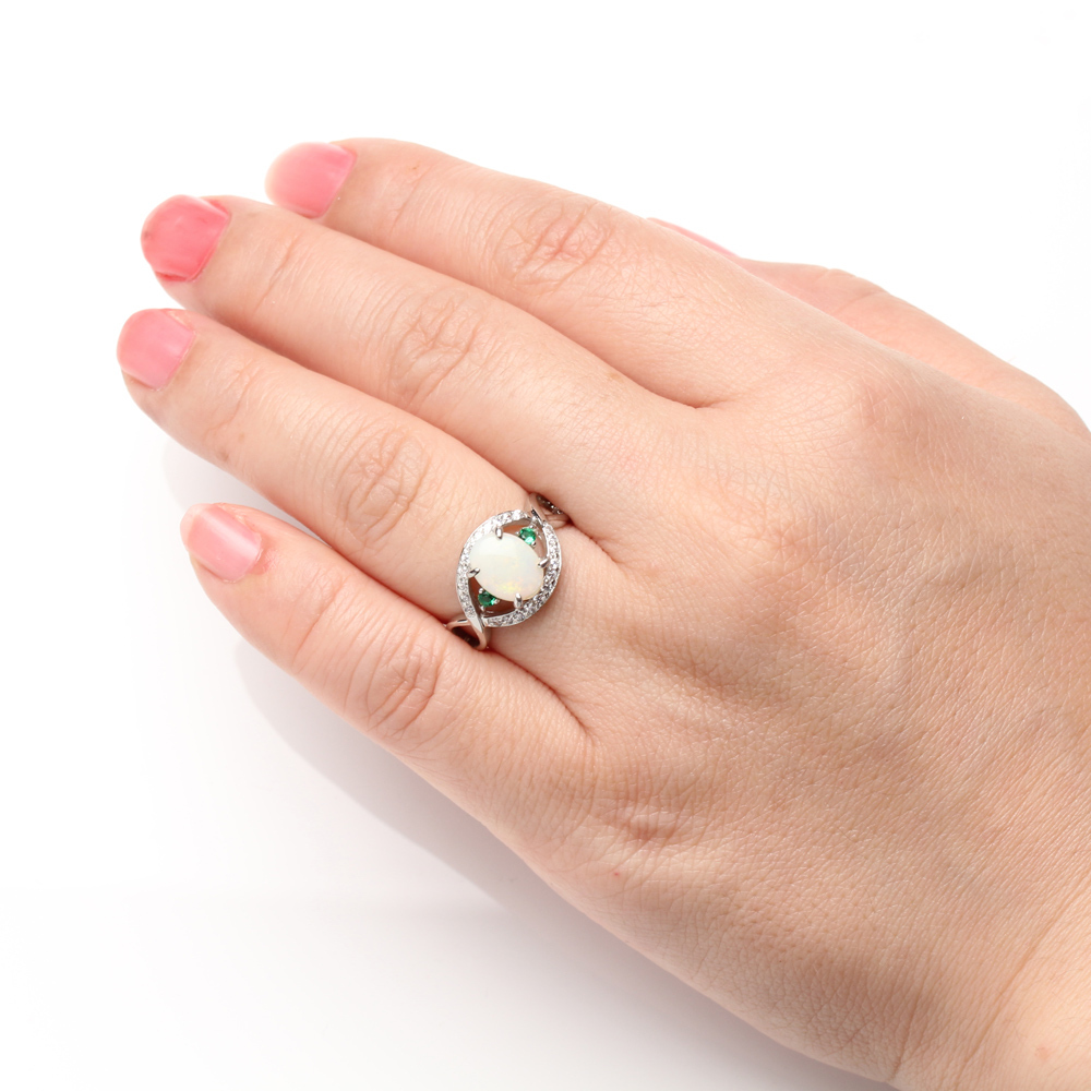 【雅紅珠寶】天然蛋白石戒指-7*9mm-活圍設計-925銀飾