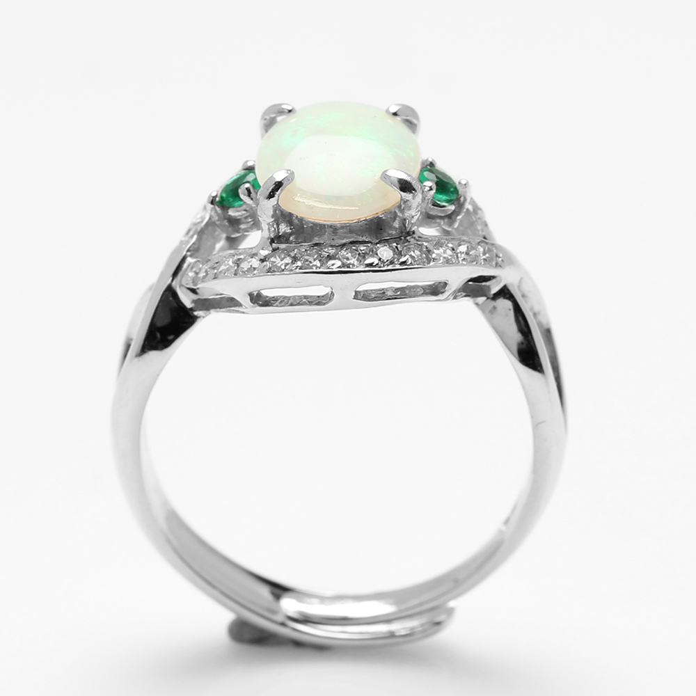 【雅紅珠寶】天然蛋白石戒指-7*9mm-活圍設計-925銀飾