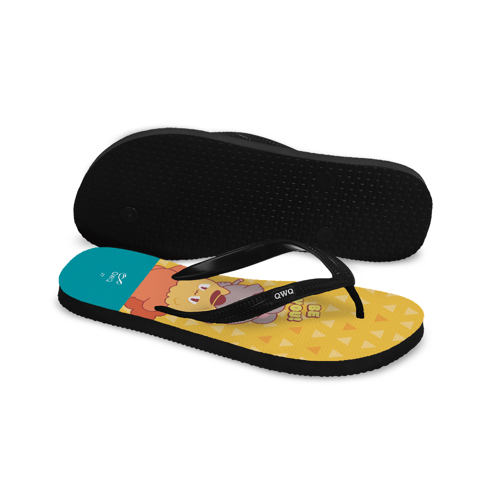 小鼠手札 Be You 男款粗帶人字夾腳拖鞋 曜石黑