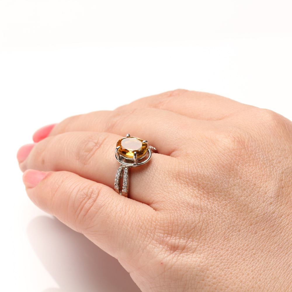【雅紅珠寶】天然黃水晶戒指-8*10mm-活圍設計-925銀飾