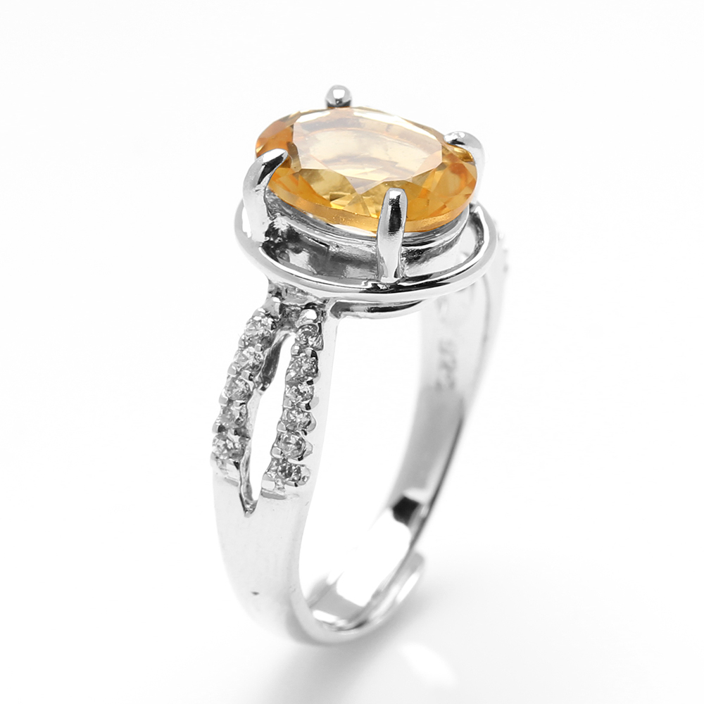 【雅紅珠寶】天然黃水晶戒指-8*10mm-活圍設計-925銀飾