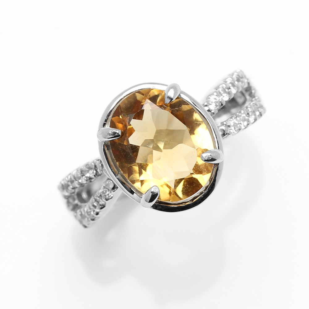 【雅紅珠寶】天然黃水晶戒指-8*10mm-活圍設計-925銀飾