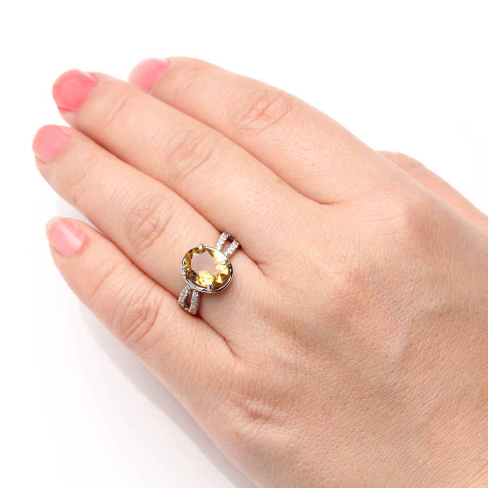 【雅紅珠寶】天然黃水晶戒指-8*10mm-活圍設計-925銀飾