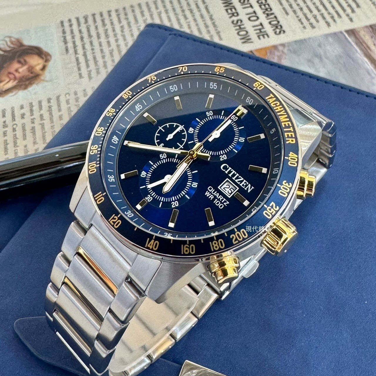 【CITIZEN 星辰】CHRONOGRAPH系列 三眼計時石英錶AN3684-59L 44mm 現代鐘錶