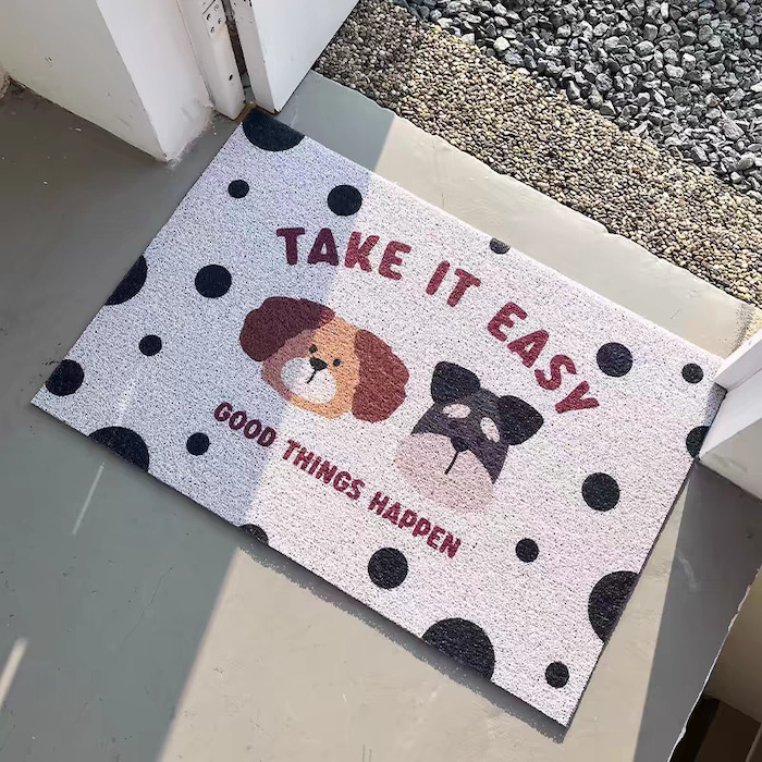 《52728》兩隻狗狗大小點點絲圈地墊(2色)