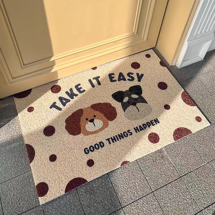 《52728》兩隻狗狗大小點點絲圈地墊(2色)