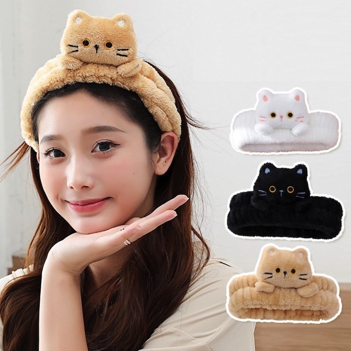 《52729》厚實舒服感貓咪洗臉髮帶