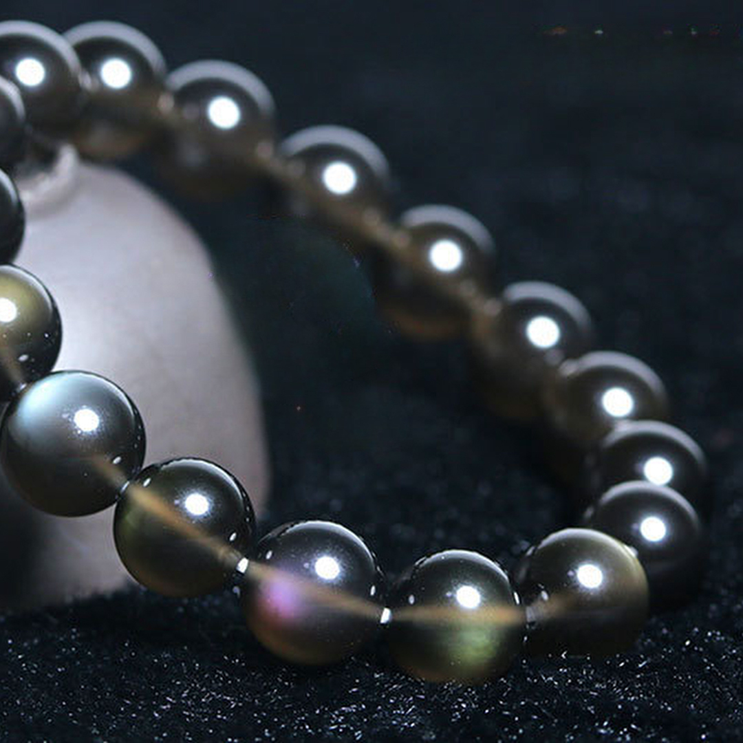 【藏寶】彩虹眼冰種黑曜石/金綠眼冰曜石水晶手鍊/水晶手串