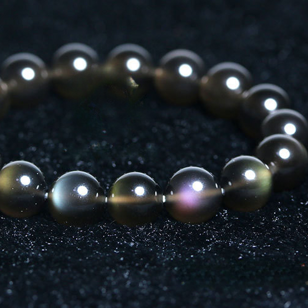 【藏寶】彩虹眼冰種黑曜石/金綠眼冰曜石水晶手鍊/水晶手串