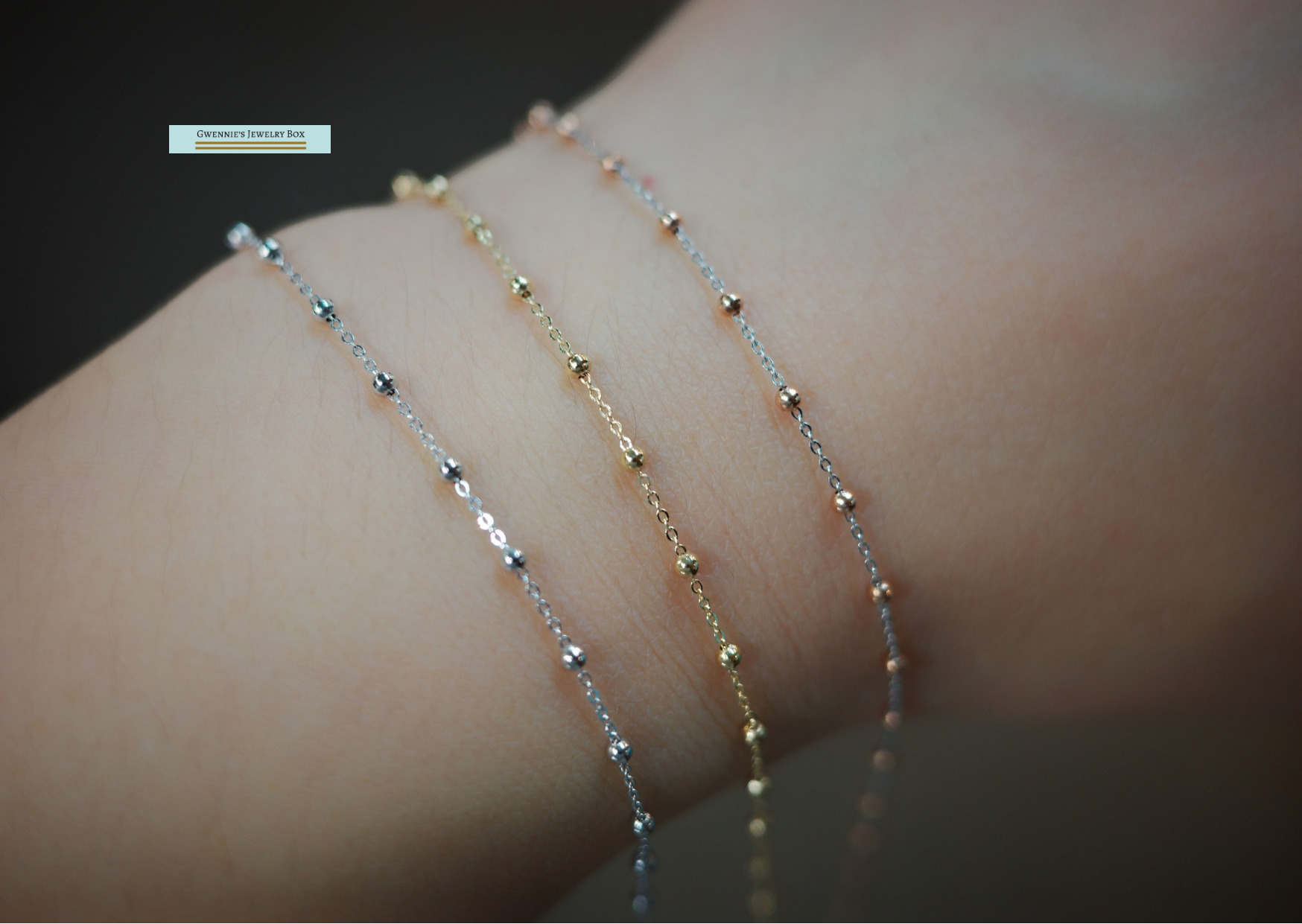 迷你珠珠14k金手鏈