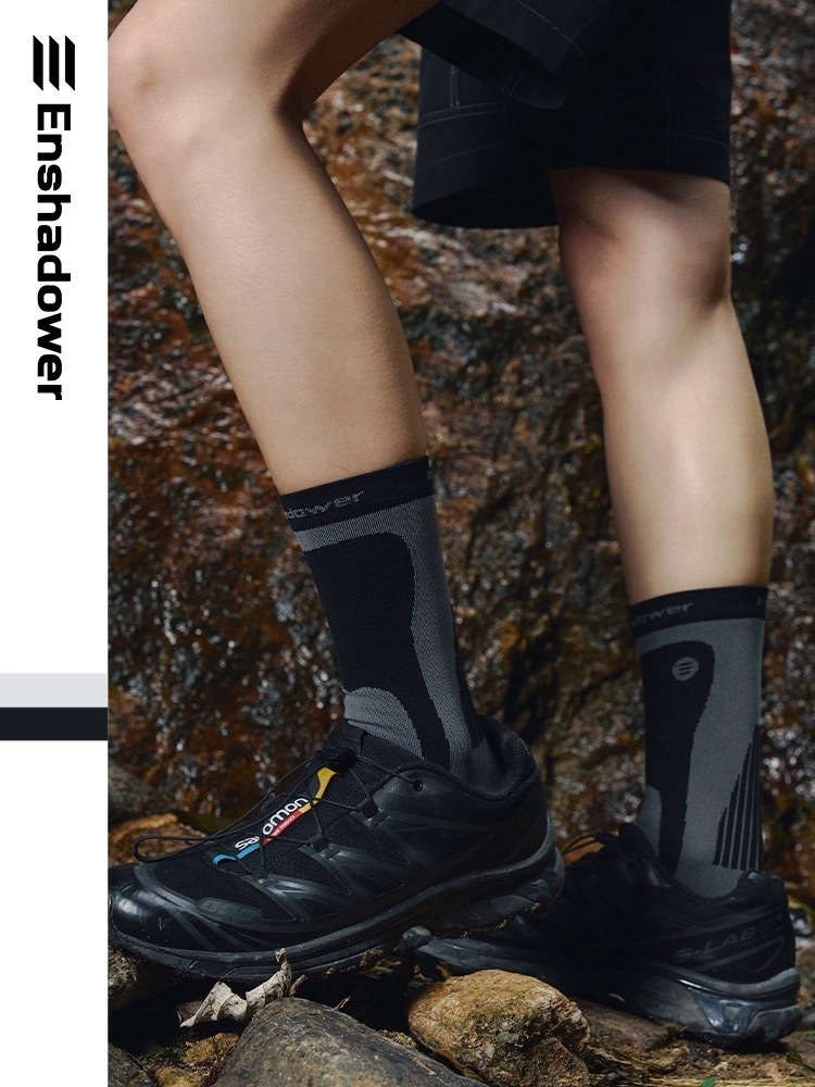 ENshadower隱蔽者 拼接親膚透氣中筒襪子