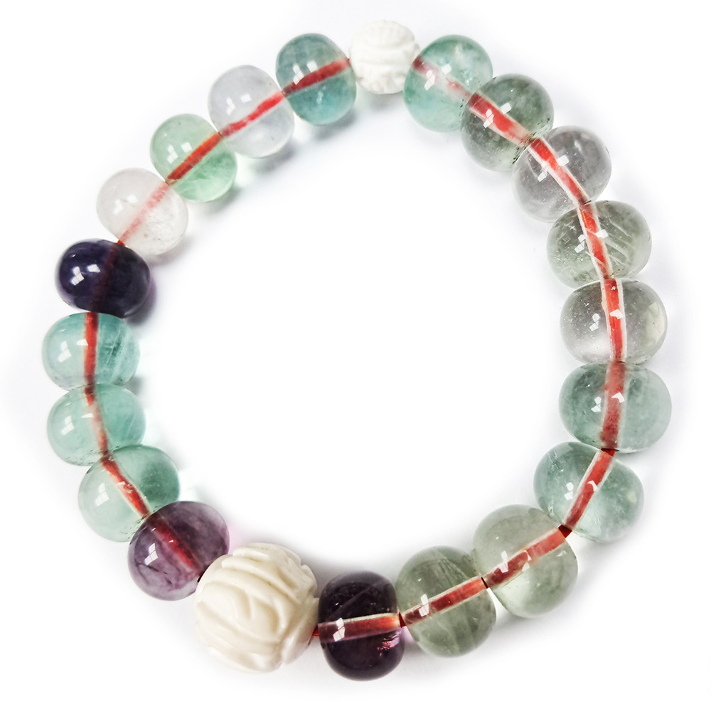 硨磲{六字真言}& 瑩石手珠10*9mm【十方】121975