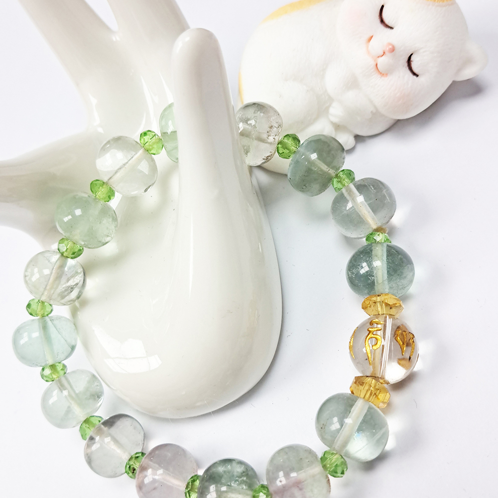 六字真言{水晶}&瑩石10*8mm手珠【十方】122327