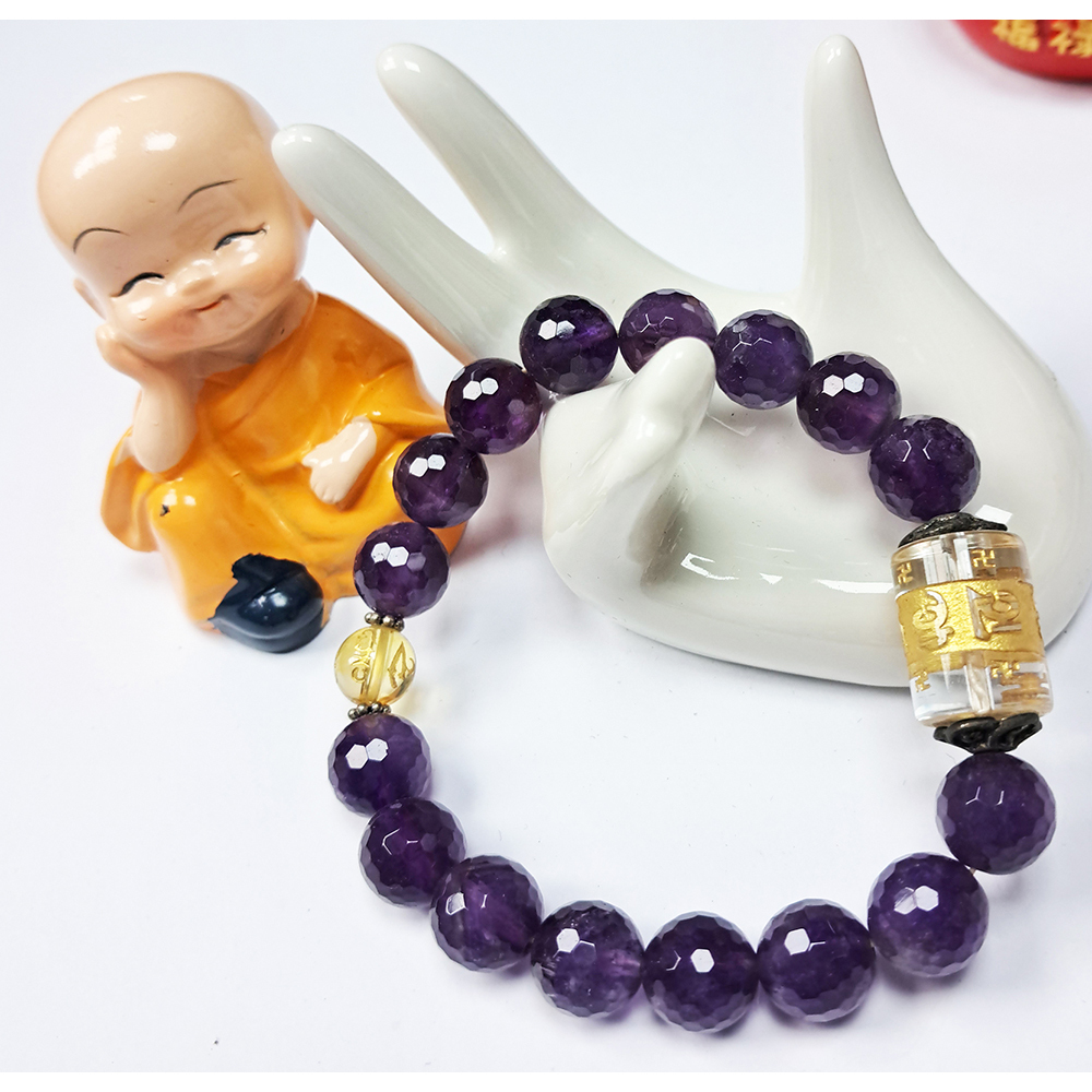 六字真言{水晶}&晶鑽紫晶手珠10mm【十方】126858