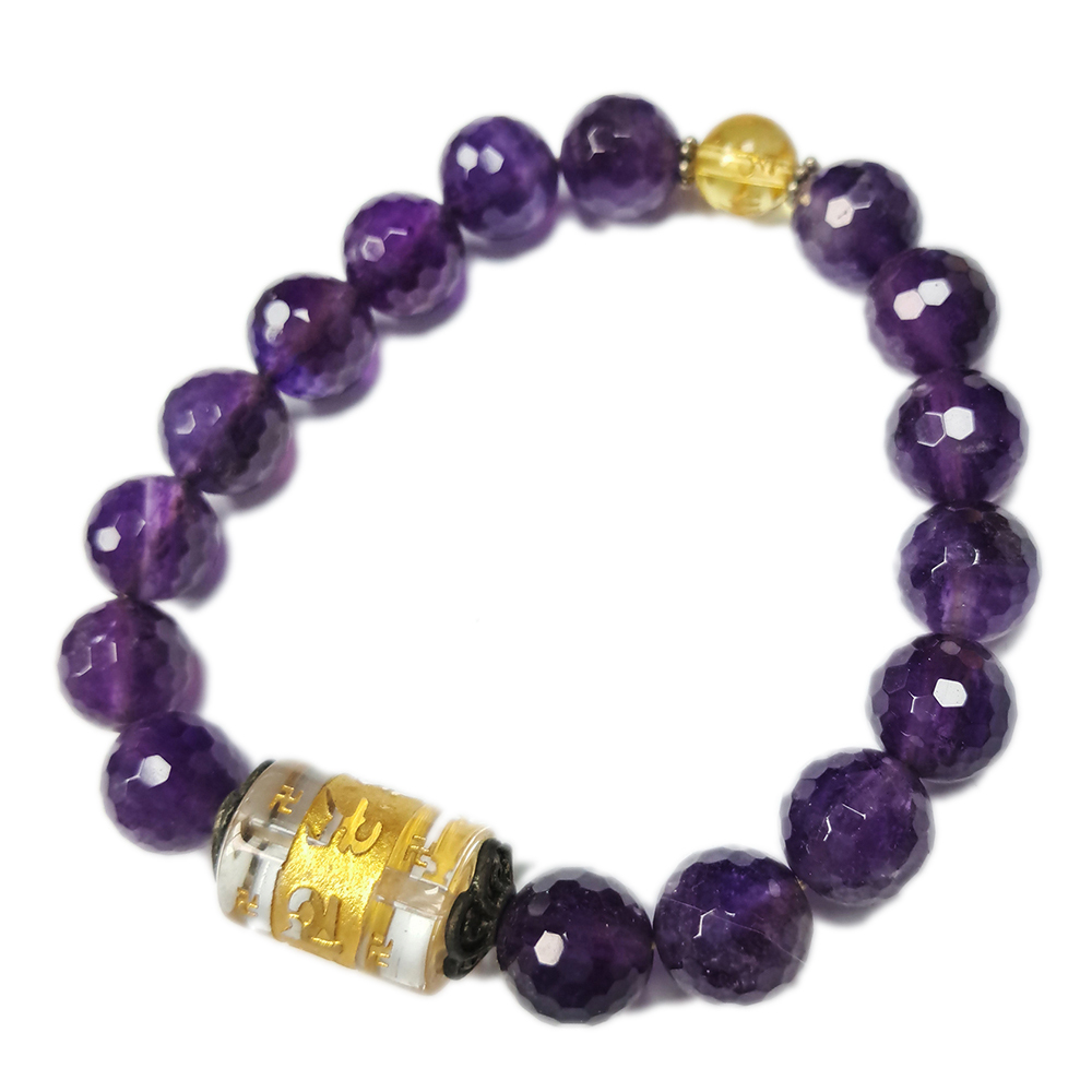 六字真言{水晶}&晶鑽紫晶手珠10mm【十方】126858