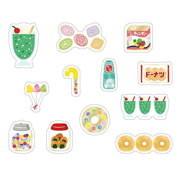Dagashi 小點心 36枚 PET金箔貼紙包 ｜日本WORLD CRAFT
