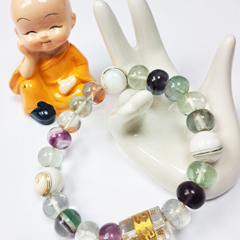 六字真言&七彩螢石手環10*8mm【十方】128416