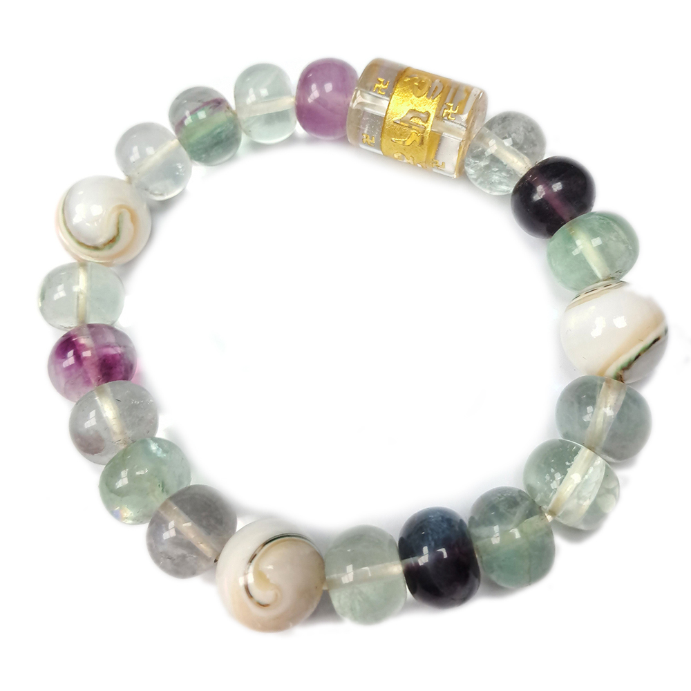 六字真言&七彩螢石手環10*8mm【十方】128416